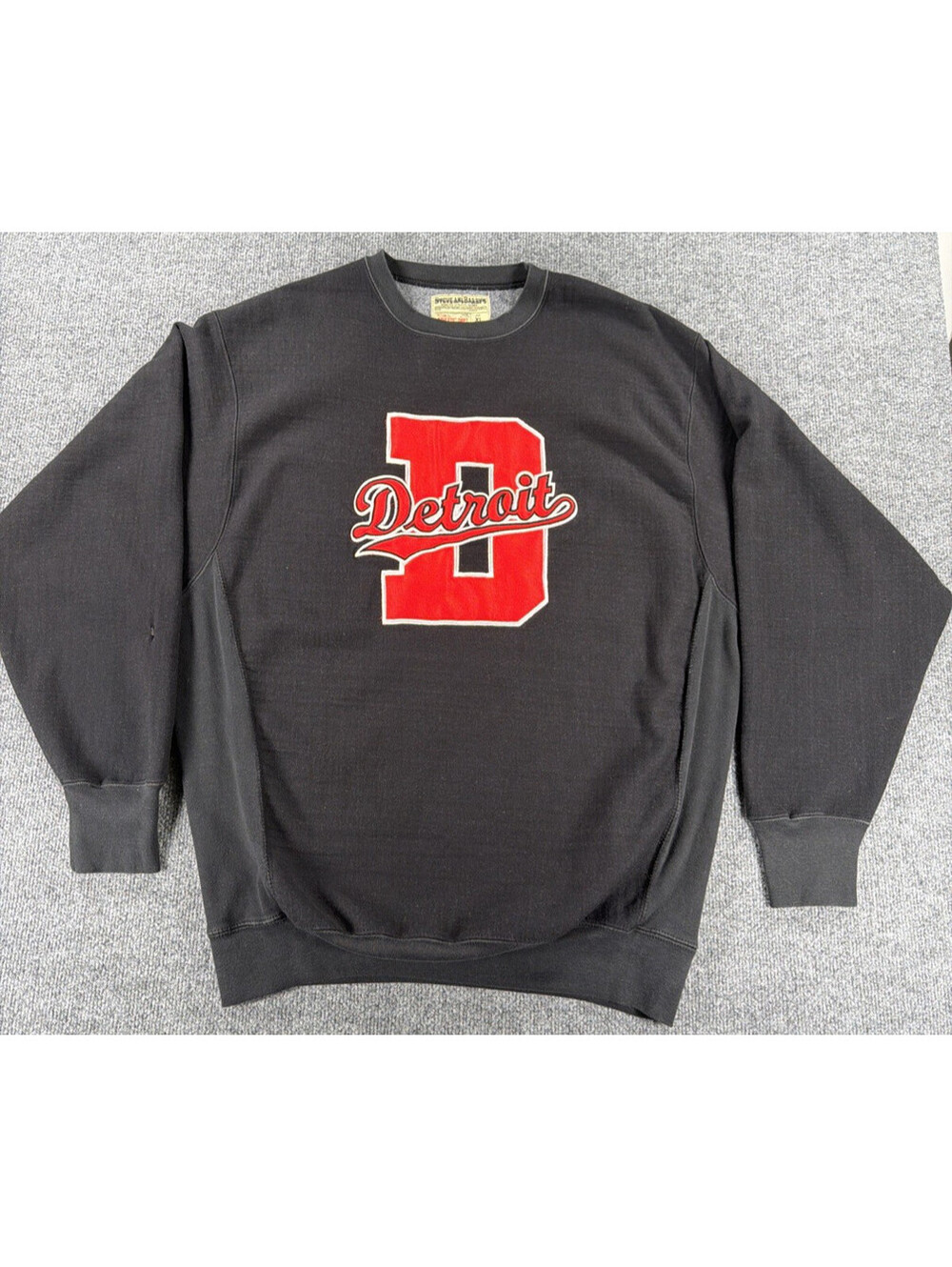 Vintage  Steve And Barry's Crewneck Detroit Black Sweater- Men's XL *read Disc*